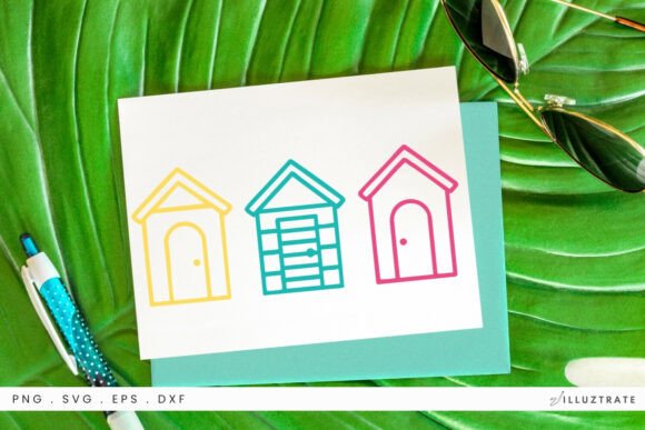 Beach Huts SVG Clipart for Graphics and Crafts