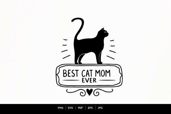 Best Cat Mom Ever Minimal Line Art Desig for Graphics and Crafts
