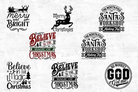 Christmas Quote Bundle - SVG PNG for Graphics and Crafts
