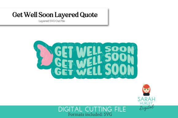 Get Well Soon Butterfly Retro Wavy Quote for Graphics and Crafts