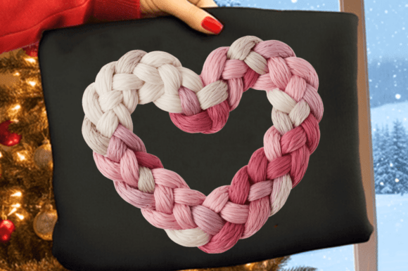 Knitted Heart SVG PNG, Crochet Valentine Graphics for Crafts