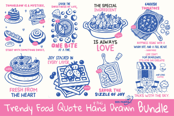 Trendy Food Quote Hand Drawn Bundle: Graphics & Crafts Review